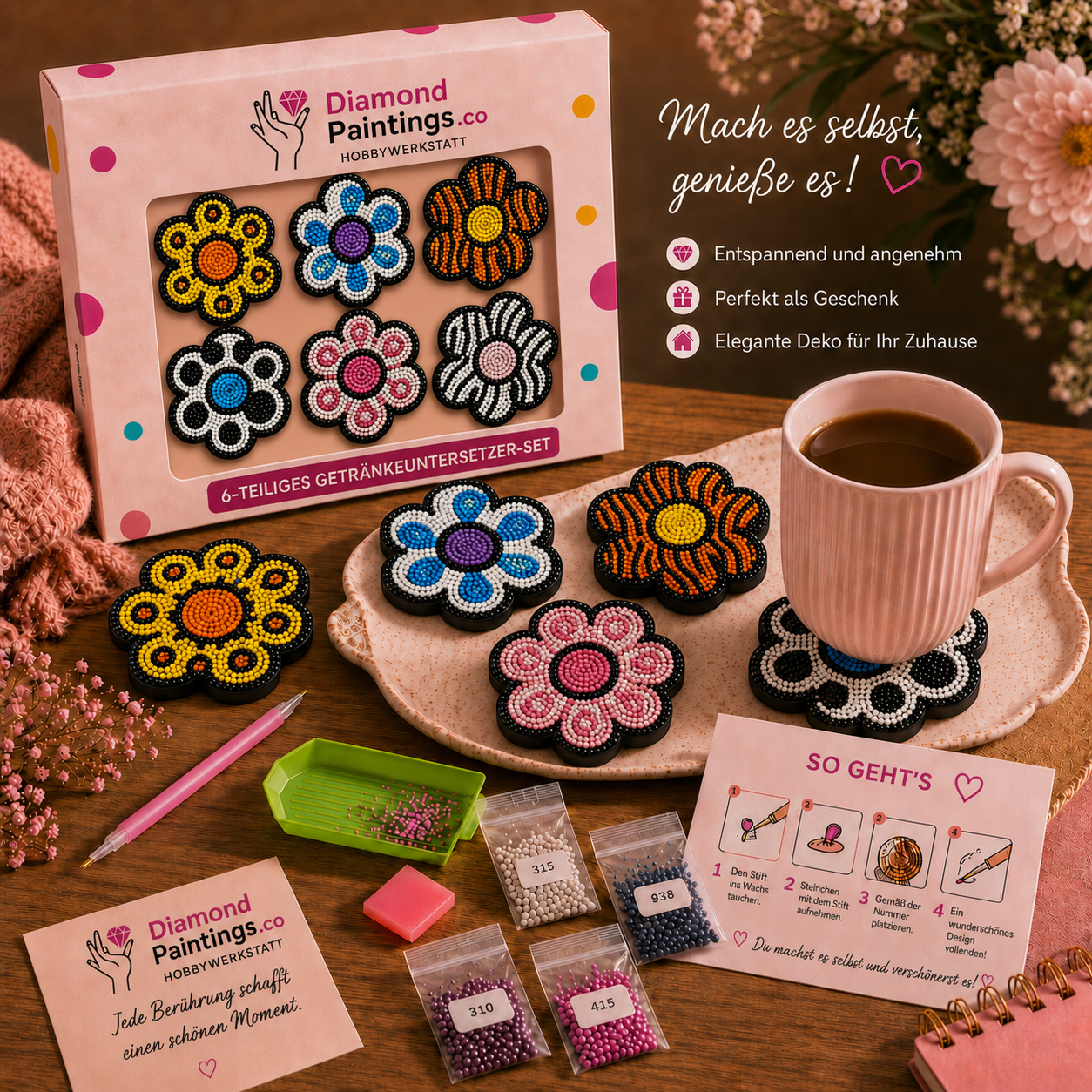 Gänseblümchen Untersetzer-Set