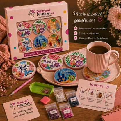 Farbenfrohe Dankeschöns Untersetzer-Set